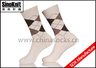 China Customized White Argyle Cotton Man Casual Socks / Men Business Socks for sale