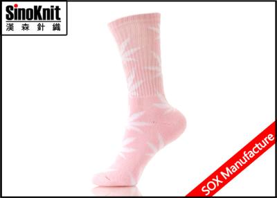 China Pink-White Patterned Knitting Plantlife Socks Customized Quality Marijuana Weed Socks for sale