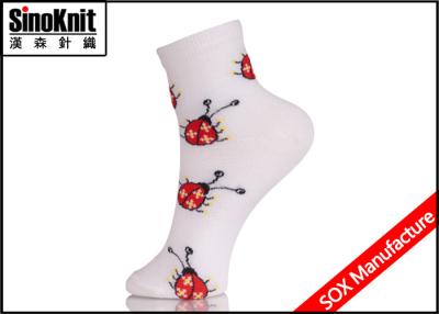 China Ladybug White Ladies Fashion Socks Knitting Pattern Customized for sale