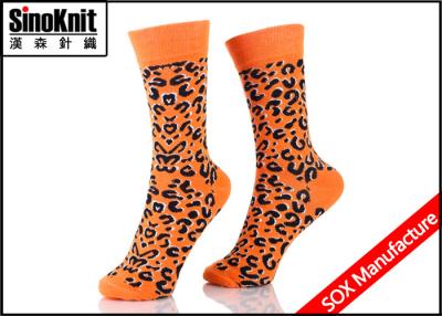 China Leopard Orange Ladies Fashion Socks Plain Thin Breathable for Girls for sale