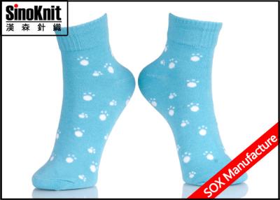 China Lovely Dog Footprint Ladies Fashion Socks , Light Blue Cotton Socks for sale