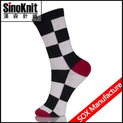 China White / Black Custom Chess Fashion Pattern Jacquard Funky Knee Socks for sale