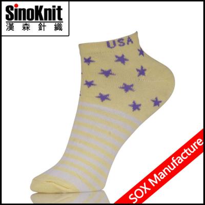 Китай Сексуальная лодыжка хлопка девушки Socks логос звезды США, носки бедренной кости высокие продается