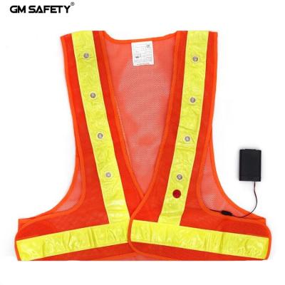 China With 16 LED Light High Visibility Led Lights Reflective Vest /Reflective Jacket With Led Lights for sale