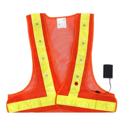 China Wholesale FLASH High Visibility LED Reflective Vest /Led Safety Vest With Led Lights V16 for sale