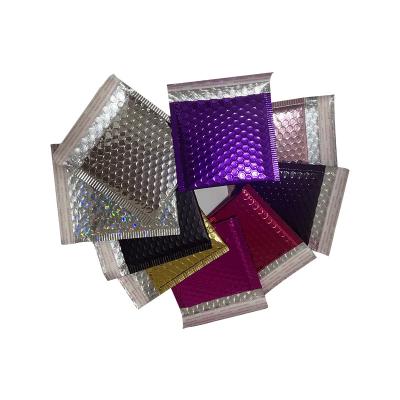 China Fashion Custom Effect Shiny Wholesale Waterproof Rainbow Holographic Laser 5X7 Polly Bubble Mailer Hologram Bubble Bag for sale