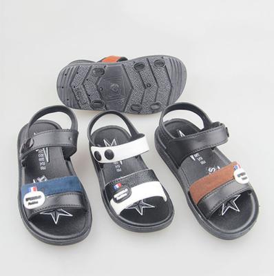 China Anti-odor 2019 New Spring Factory Design Baby Sports PVC Infant Sandals Boys Fashion Button Cross Strap Leather Top Strap for sale