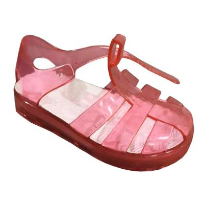 China 2019 Anti-odor Fashion Transparent Spray Printed Narrow Toe Girls PVC Crystal Shoes EVA Kids Summer Children Sandals for sale