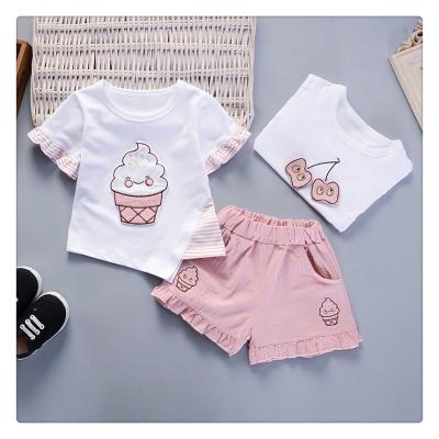 China Fashion/Breathable/Comfortable Formal Girl Clothes New Style Baby Cotton T-shirt With Shorts Pants Outfits Girl's Cartoon Suits Kid Clothing Wholesale for sale