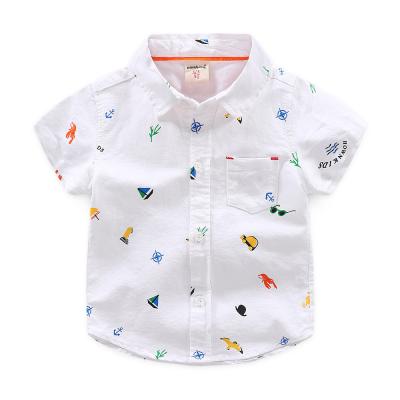 China Wholesale Price Baby Boy Cartoon Anti-pilling Pocket Short Sleeve Shirts for sale