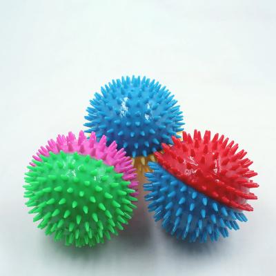 China Viable Squeaky Toy Dog Ball Colorful Teeth Grinding Teeth Cleaning Soft Toy Voice Activated Dog Spike Ball Toys for sale