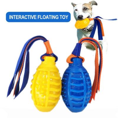 China Sustainable Rugby Shape Pet Toys Interactive Floating Teether Chew Toy for Exercising Dogs for sale