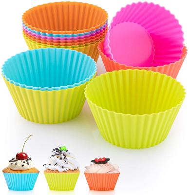 China Sustainable Reusable Non-Stick Silicone Muffin Baking Cake Cups Cupcake Liners for sale