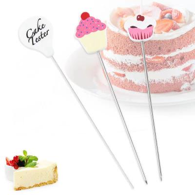 China Viable Stainless Steel Cake Tools Reusable Cake Skewer Food Grade Long Probe Stirring Testing Needle for sale