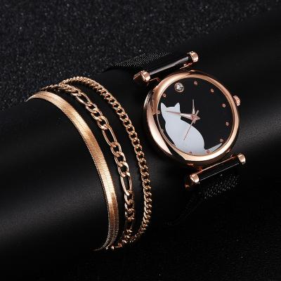 China Non-specific magnetic female bracelet and watch set girls wristwatches quartz ladies wholesale cat watches for women for sale