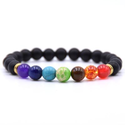 China Hot Selling Wholesale Custom CLASSIC Your Logo 8mm Charm Beads Stretch Natural Stone Lava Bead Bracelet For Couple for sale