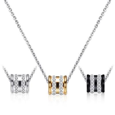 China CLASSIC Geometric Double Row Diamond Clavicle Chain Stainless Steel Necklace Women's Jewelry for sale