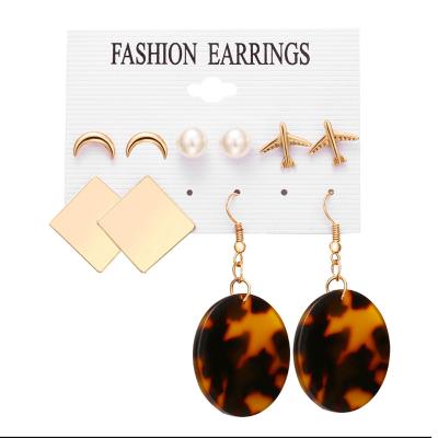 China FASHIONABLE creative acrylic hoop earrings set 5 pairs suit simple border earrings for women for sale