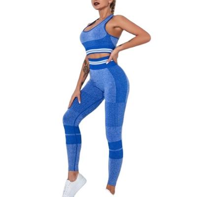 China The breathable solid knitted seamless cavity crac! crack! butt lifting yoga pants set sports yoga bra fitness workout suit for sale