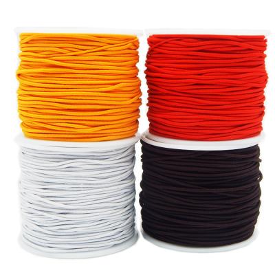 China Viable Colorful Round Polyester Elastic Rope 1mm 1.5mm 2mm 3mm Braided Elastic Ropes Webbing Band for sale