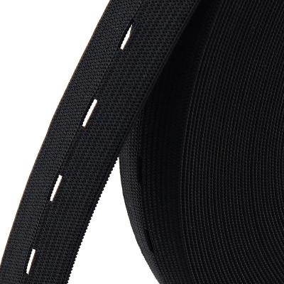 China 3/8 elastic white/black woven elastic band waistband with button hole elastic webbing for sale