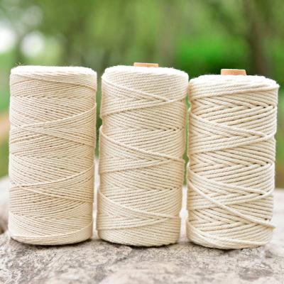 China Sustainable 4mm Cotton 100meter 4 Strands Twist Macrame Rope 4mm Macrame Wall Hanging for sale