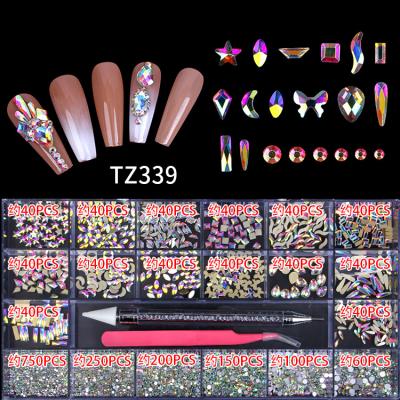 China Flatback AB Crystal Nail Art Mix Shape Fancy Shaped Rainbow in Box Rhinestones Rhinestones Art Decoration Nail Art Stone for sale