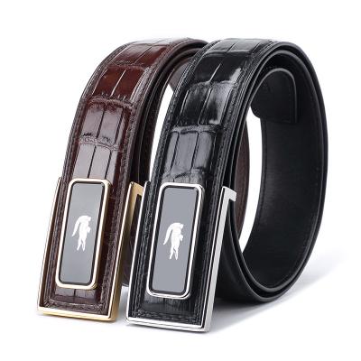 China Factory Wholesale Crocodile Skin Crocodile Leather Belt Stainless Steel Buckle Belts for sale