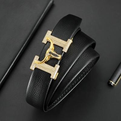 China First Layer Whip Leather Belt Wholesale Men's First Layer Leather Belt Buckle Belt Luxury Embossed Business Casual Dress Men for sale