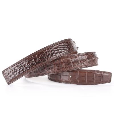 China Wholesale Real Crocodile Leather Beltssmooth Crocodile Skin Buckle No Splicing Leather Belts Young and Middle-aged Men Bone Skin Belt for sale