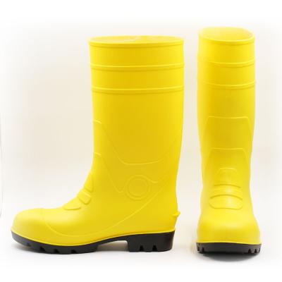 China Fashion Trend Yellow PVC Slip Construction Anti Running Protective Waterproof Rubber Wellies Boots Raining Boots For Men for sale