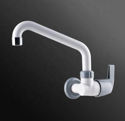 China Hot Selling Amazon Faucets ABS Plastic Long Neck Metered Hole Kitchen Sink Cock Center Faucet With Flange Leaning Tube Spout (TE-01) for sale