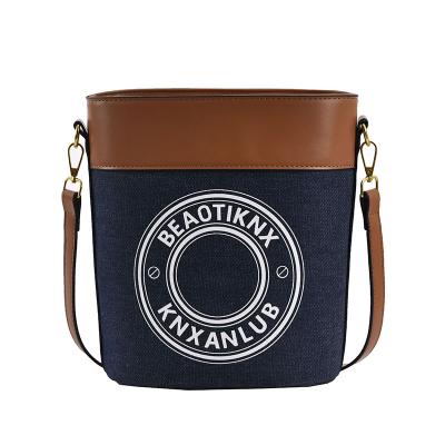 China New Fashion Leisure Factory Sale Diverse Printed Canvas Shoulder Bucket Women Widely Used Bag Messenger Sling for sale