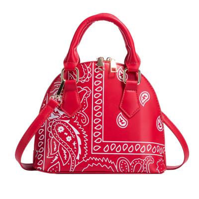 China Vintage Minimalist Half Moon Flowers Print Handbag Women With Single Shoulder Bag for sale