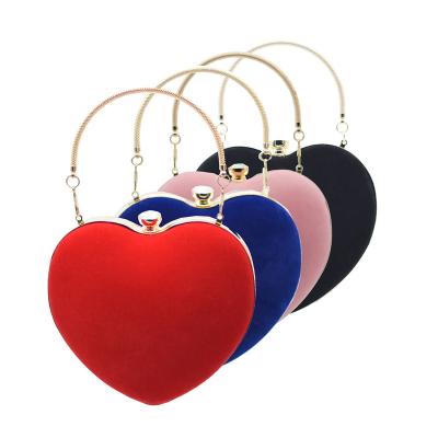 China Lady Custom The New High Quality Velvet Party Heart Shaped Handbags For Women for sale