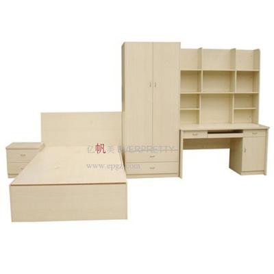 China With Table & Modern Wooden Wardrobe Design Staff Room Furniture HDF New Size Single Staff Bed With Wardrobe And Study Table for sale