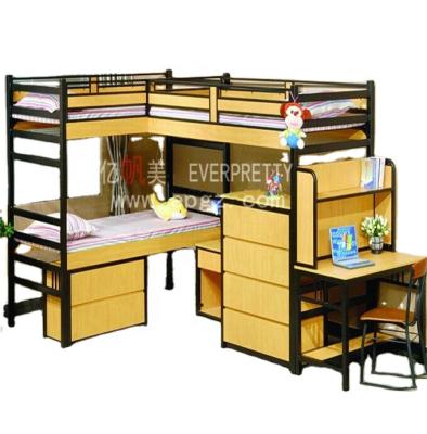 China Ergonomic Comfortable Student Bunk Bed School Dormitory Modern Wooden Triple Metal Furniture With Desk For College Student for sale