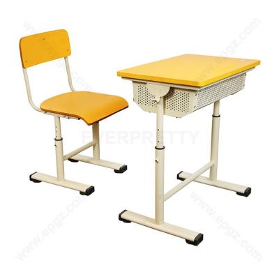 China Classroom Modern Wooden Adjustable Height Study Furniture Simple Desk And Chair For School Students for sale