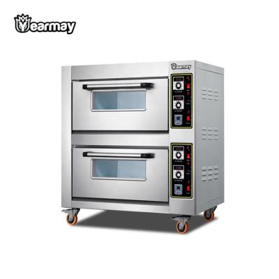 China Electric Bread Bakery Machine Hot Sale Double Tray Oven Commercial Small Oven Prices 2 Platform Cake Oven With Knob for sale