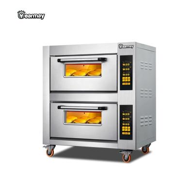 China Industrial Bakery Equipment 2 Deck 2 Trays 6 Function Storage Storage Electric Bread Baking Oven With Timer for sale