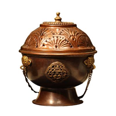 China Gens Art Nepal Charcoal Incense Burner Over Hanging Brass Censer for sale