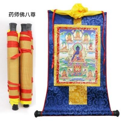 China Traditional The Buddha Style Tibetan Pharmacist Buddha Thangka for sale