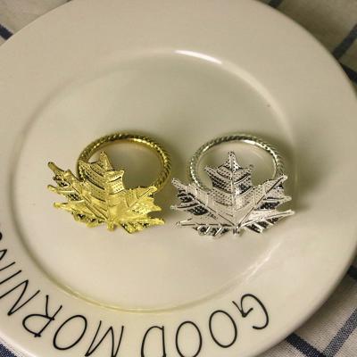 China Viable Wholesale Stainless Steel Maple Leaf Napkin Ring Table Set for sale