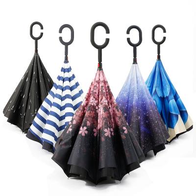 China Wholesale Free Post Upright Umbrella Custom Double Layer Gift .promotional Reverse Umbrella for sale