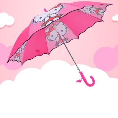 China Cartoon Rainy Long Handle Elementary School Straight Umbrella With Border for sale