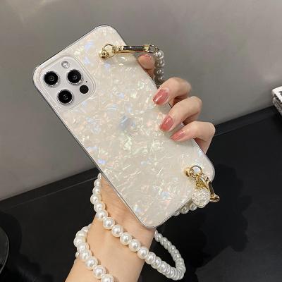 China Luxury Shockproof Shell Pattern Pearl Crossbody Lanyard Necklace Phone Case For iPhone 11 12 13 14 pro XR Max X XS 7 8 plus for sale