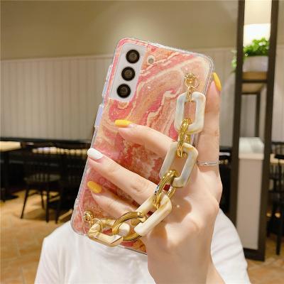 China Shockproof New Arrival Colorful Strap Phone Glazed Marble Case For Samsung S21 ultra S21FE A32 4G A12 A22 A32 A52 A72 A82 5G for sale