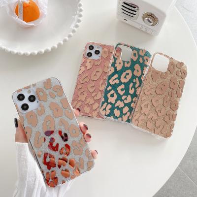 China Luxury New Arrival Sparkle Bling Glitter Leopard Print Phone Case Shockproof For iPhone 13 12 11 pro X Max XS XR 7 8 plus for sale