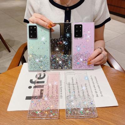 China Amazon Hot Sale Women Bling Glitter Epoxy Shockproof Phone Case For Samsung S22 S20 Ultra S10 S21FE A32 A52 A72 F62 for sale