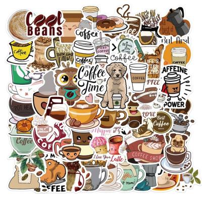 China 50Pcs Cute Decorative Sticker PVC Coffee Cup Mug Sticker For Kids Girls Teens Water Bottles Bike Skateboard Luggage Decal for sale